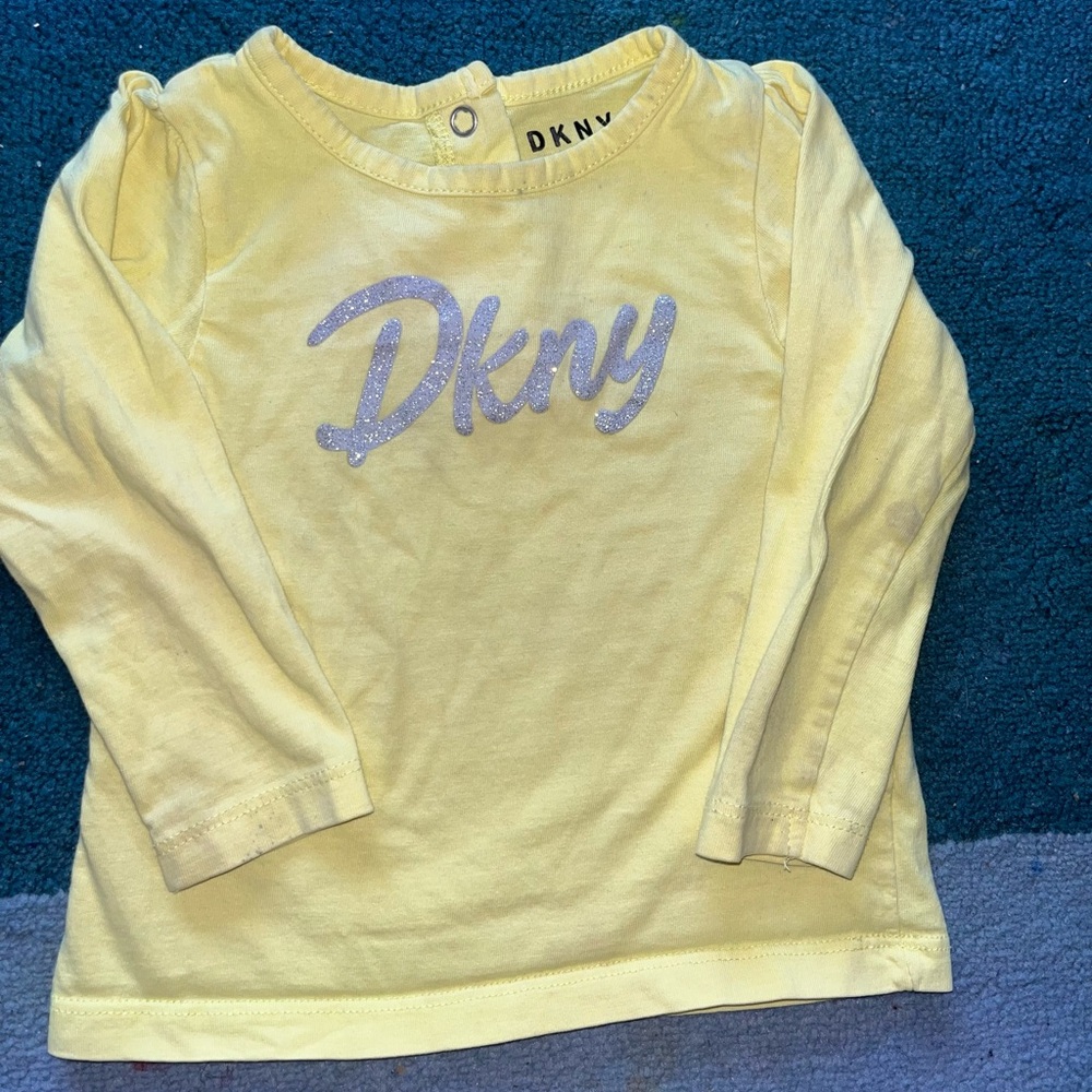 DKNY Pale Yellow Long-Sleeve Logo Tee for Kids